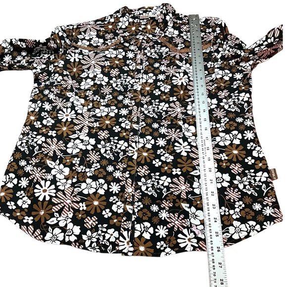 COWGIRL UP 100% Cotton Floral Western Shirt w/ Brown Lace Detail XL - Picture 8 of 13